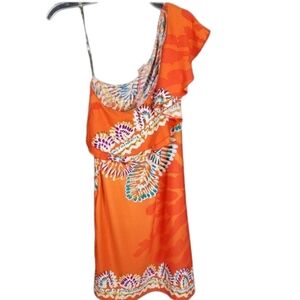 Wrapper‎ Orange Off the shoulder ruffle sleeve dress